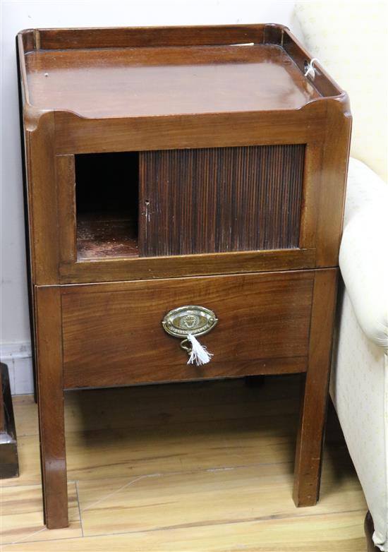 A George III mahogany tray topped night commode W.49cm